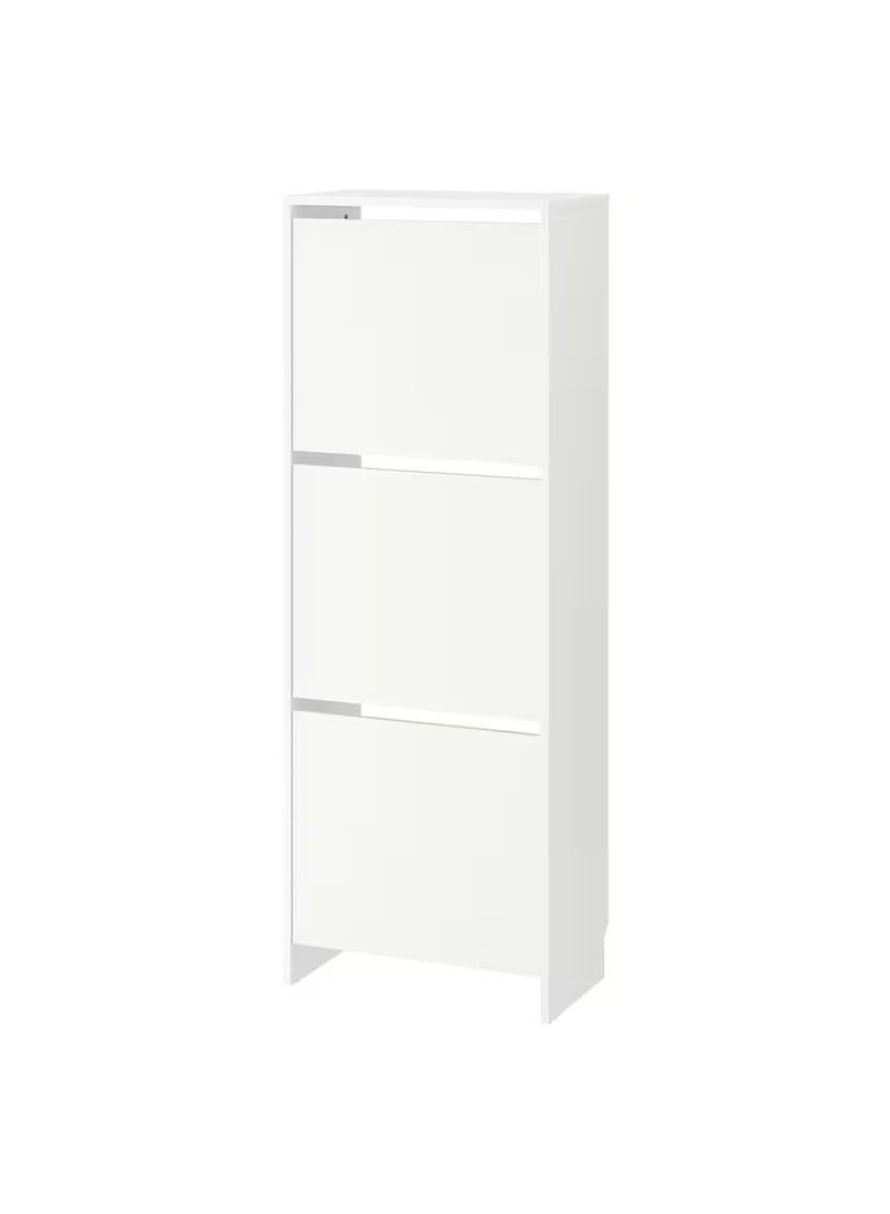 WK رف أحذية مع 3 مقصورات أبيض 49x28x135 سم - Image 1