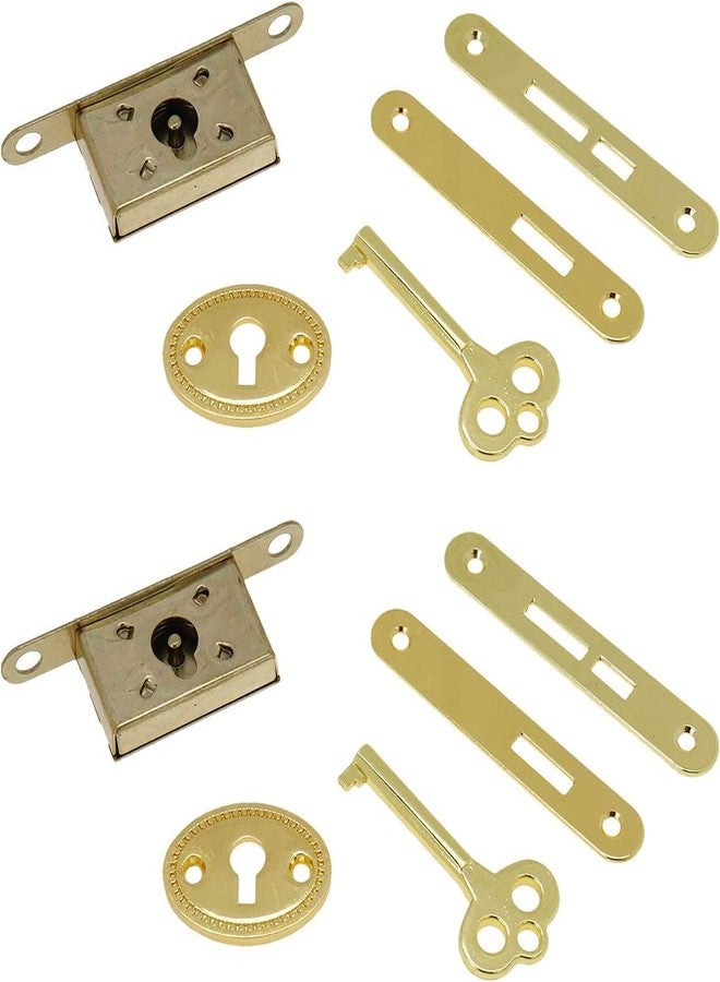 Teclican Golden Mini Box Locks Mortise Locks Wooden Box Locks Jewelry Box Lock Golden Keyhole Locks Furniture Locks with Keys & Mounting Screws Pack of - (5) - Image 4