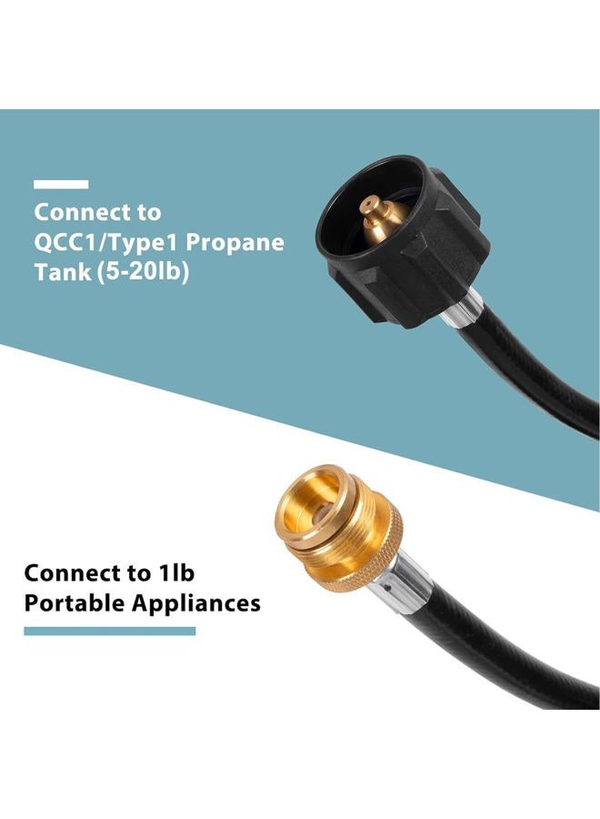 Shinestar 6FT Propane Adapter Hose - Compatible with Coleman Stove, Weber Q Grill, Mr. Buddy Heater & More - Connects 1lb Portable Appliances to 20lb Tanks - Image 2