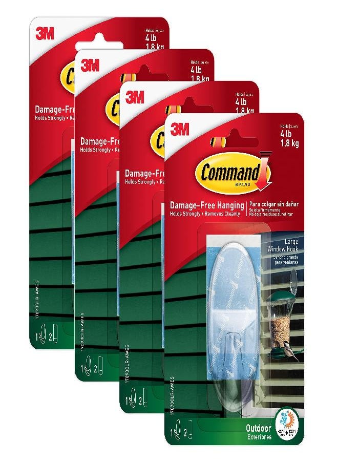 Command Outdoor Large Window Hooks, Total 4 Hooks with 8 Command Strips, 4 Pack of 1 Hook, Decorate Damage-Free - pzsku/ZC8C42D8A172A61DB2AB8Z/45/_/1692791389/55ca3a8d-9e9d-4159-b047-a4bec6711038