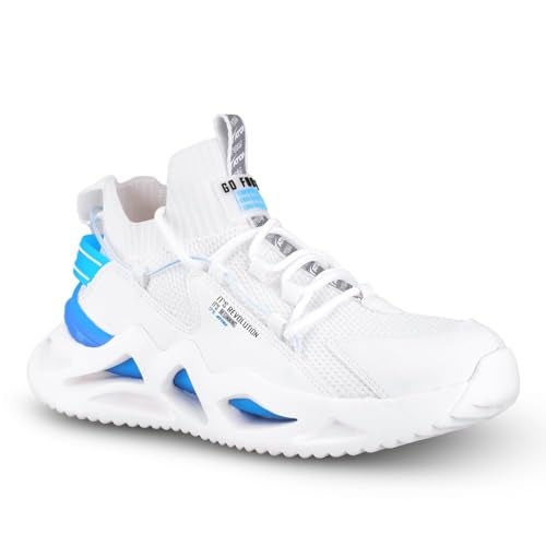 ATOM Men's Casual Sneaker Shoes With Mesh Upper Lightweight Lace-Up Shoes For Men White, 7 UK - Image 1