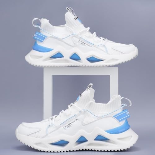 ATOM Men's Casual Sneaker Shoes With Mesh Upper Lightweight Lace-Up Shoes For Men White, 7 UK - Image 2
