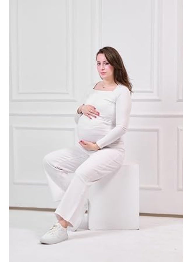 توباي جينز وايد ليج للحوامل – قصة واسعة ومريحة، بطن مرن، تصميم عصري كاجوال لجميع مراحل الحمل - Image 3