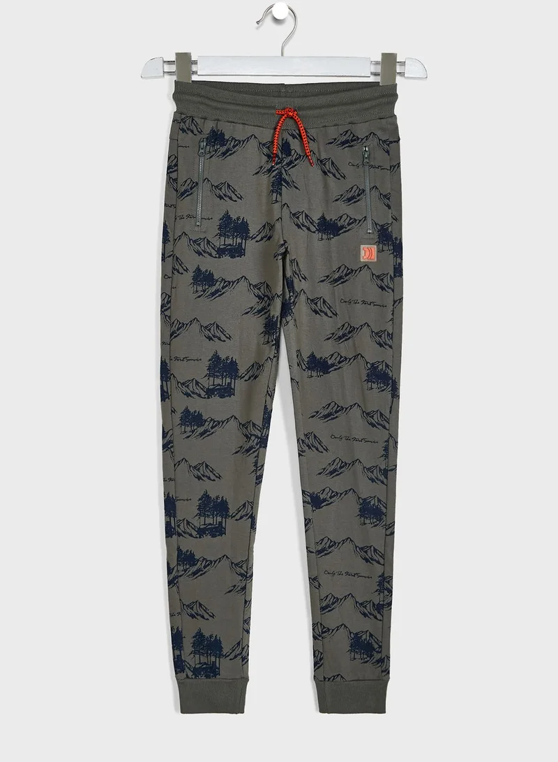 DJDUTCHJEANS Kids Mountain Print Cuffed Sweatpants