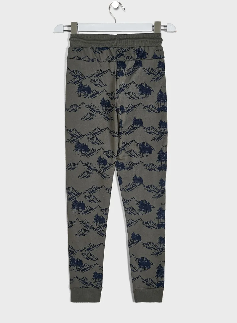DJDUTCHJEANS Kids Mountain Print Cuffed Sweatpants