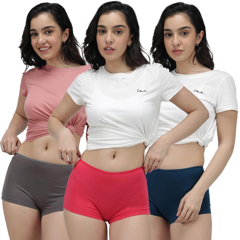 Amul Comfy Women Boy Shorts| Multi | Pack of 3|Combo. - Image 1