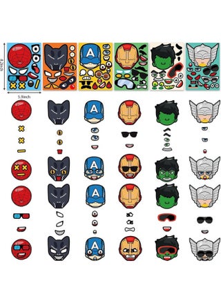Party Articles Superhero Birthday Party Gift Set Includes Superhero Masks(12pcs),12 slap bracelets,12 superhero face stickers,12 brooches,12 keychains,12 gifts bag and 50pcs stickerst (122PC) - view 3