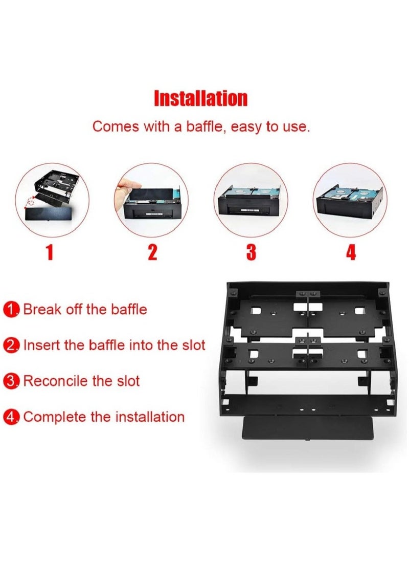 5.25 to 3.5/2.5  Floppy-drive Bay Bracket, 2.5" / 3.5" HDD/SSD to 5.25" Drive Bay Computer Mounting Bracket Adapter for Desktop - Image 5