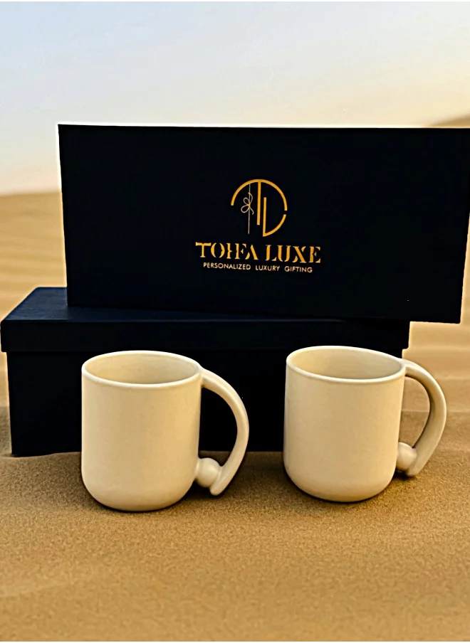 Tohfa Luxe TohfaLuxe Ball Mug Ivory - Set of 2 in a Gift Box
