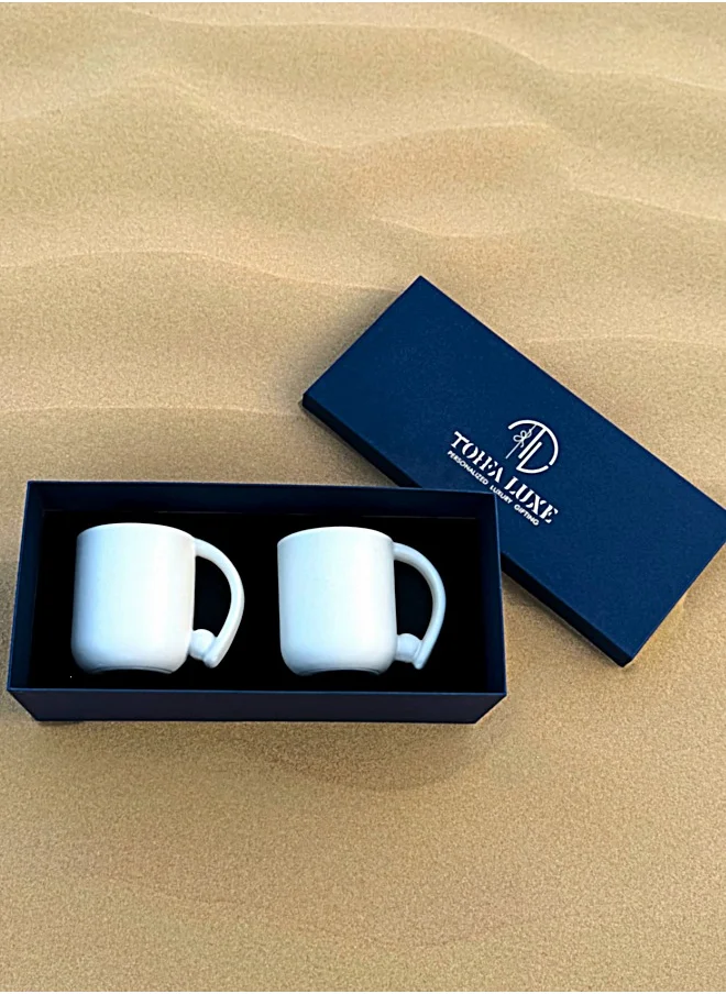 Tohfa Luxe TohfaLuxe Ball Mug Ivory - Set of 2 in a Gift Box
