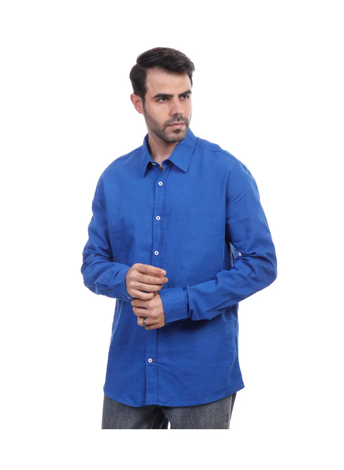 كوب قميص كتان بأكمام طويلة