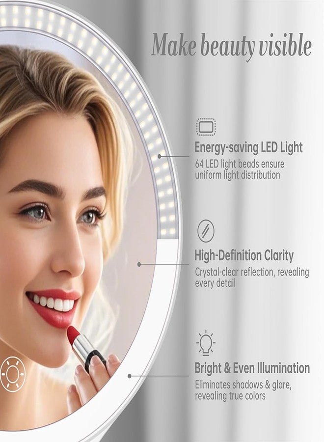 Luxspire Magnifying Mirror with Light, 10X / 1X Double Sided Makeup Mirror, Portable Travel Makeup Mirror with 3 Color Lights and Magnification, Foldable Handheld Lighted Mirror, White - Image 4