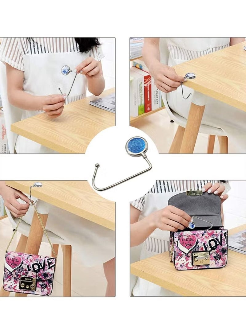 5 Pcs Handbag Purse Hanger Hooks for Table Portable Crystal Diamond Mini Duty Metal Bag Under Counter for Women Girls Bags Storage Gift  - Image 4