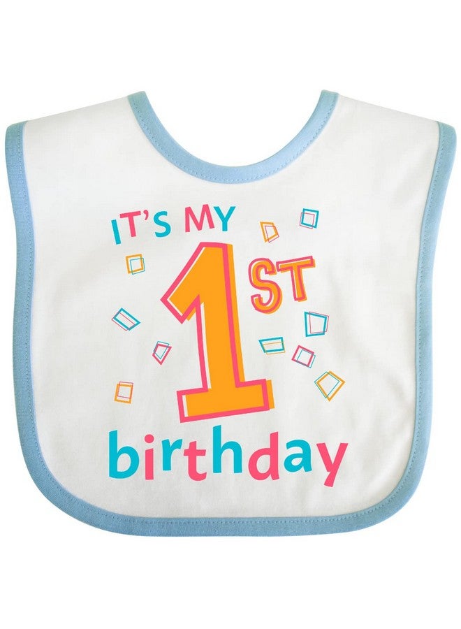 inktastic It's My First Birthday Baby Bib White and Blue 31409 - Image 1