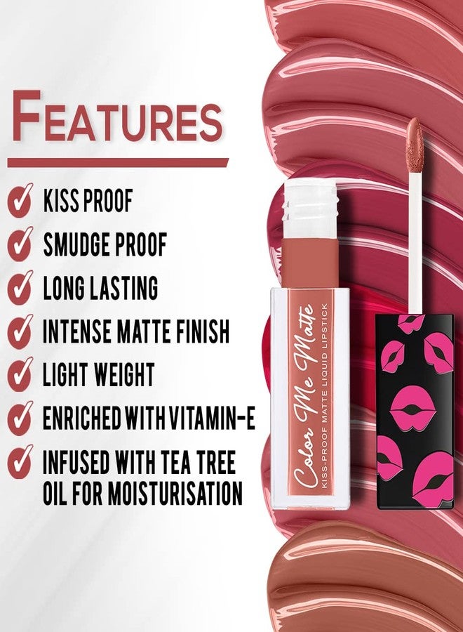 جاكلين يو أس أيه أحمر شفاه سائل طويل الأمد من جاكلين يو إس إيه كولور مي مات، غني بفيتامين E وزيت شجرة الشاي (لون وردي نيود - 5 مل) - Image 3