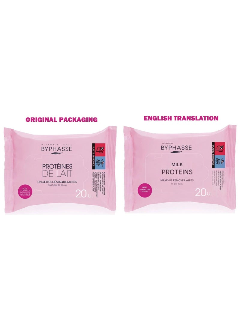 BYPHASSE Make Up Remover Wipes For All Skin Types 20 Wipes Pack - Image 2