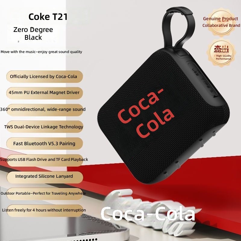 Coca-Cola Wireless Bluetooth Speaker with Bass, Mini Outdoor Sound, High-Quality Audio, Card Slot, and Gift Option - Image 1