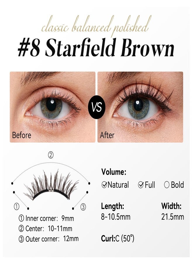 WOSADO Magnetic Eyelashes with Applicator Kit, [No.08 Starfield Brown], 21.5mm Reusable Magnetic Lashes without Eyeliner, Glue-free False Lashes, Waterproof, Lightweight - Image 2