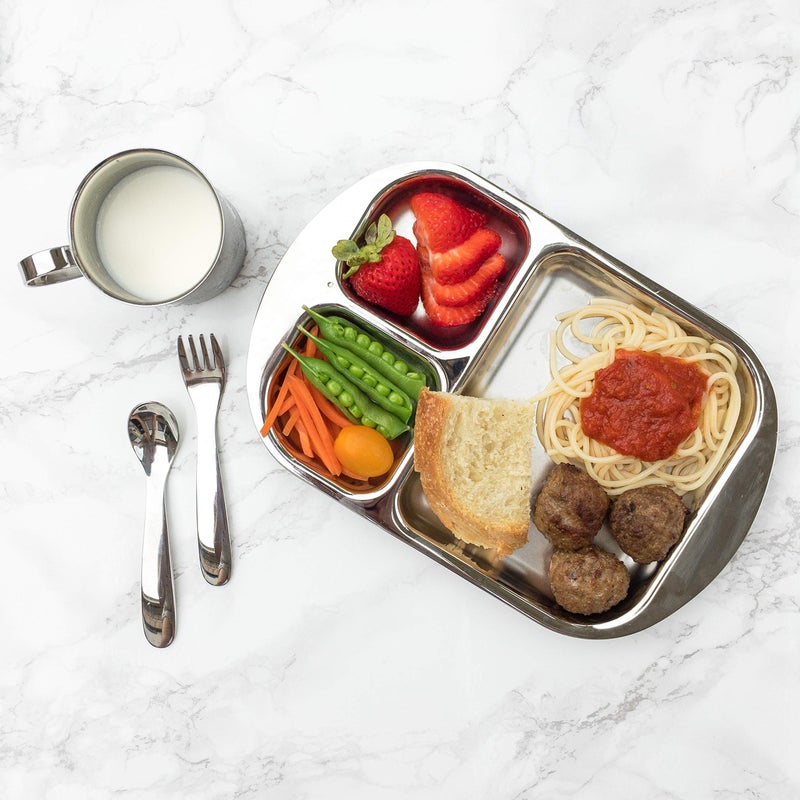 Kiddobloom Children's Stainless Steel Divided Plates | Education Series | Premium 304 (18/8) | Set of 2 | Ideal for Montessori Babies, Toddlers & Kids - Image 4