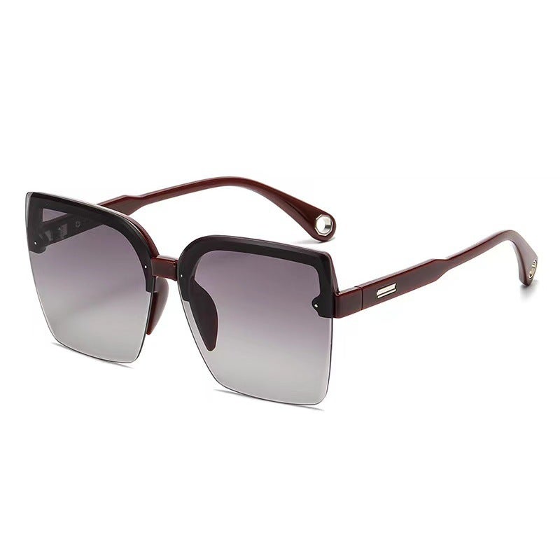 Generic 2024 Trendy Rimless Sunglasses for Women Red frame gray patch