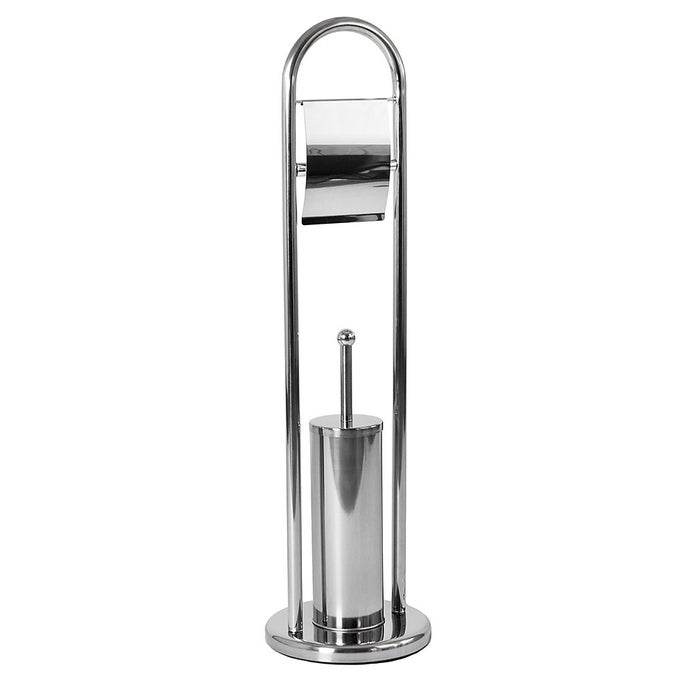 TOILET BRUSH AND PAPER HOLDER ROUND BASE STAINLESS STEEL BATHROOM STAND