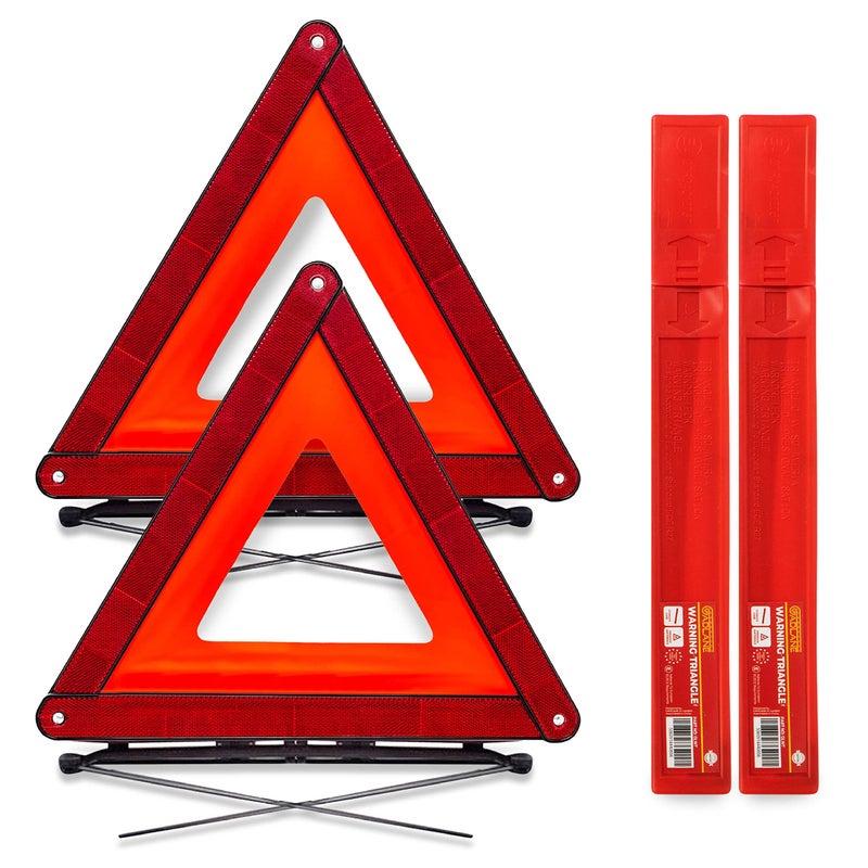 Generic GADLANE Emergency Warning Car Triangle Road Safety Reflective Foldable Fold Up Complied with European Standard ECE R27 (Pack Of 2)  - Image 1