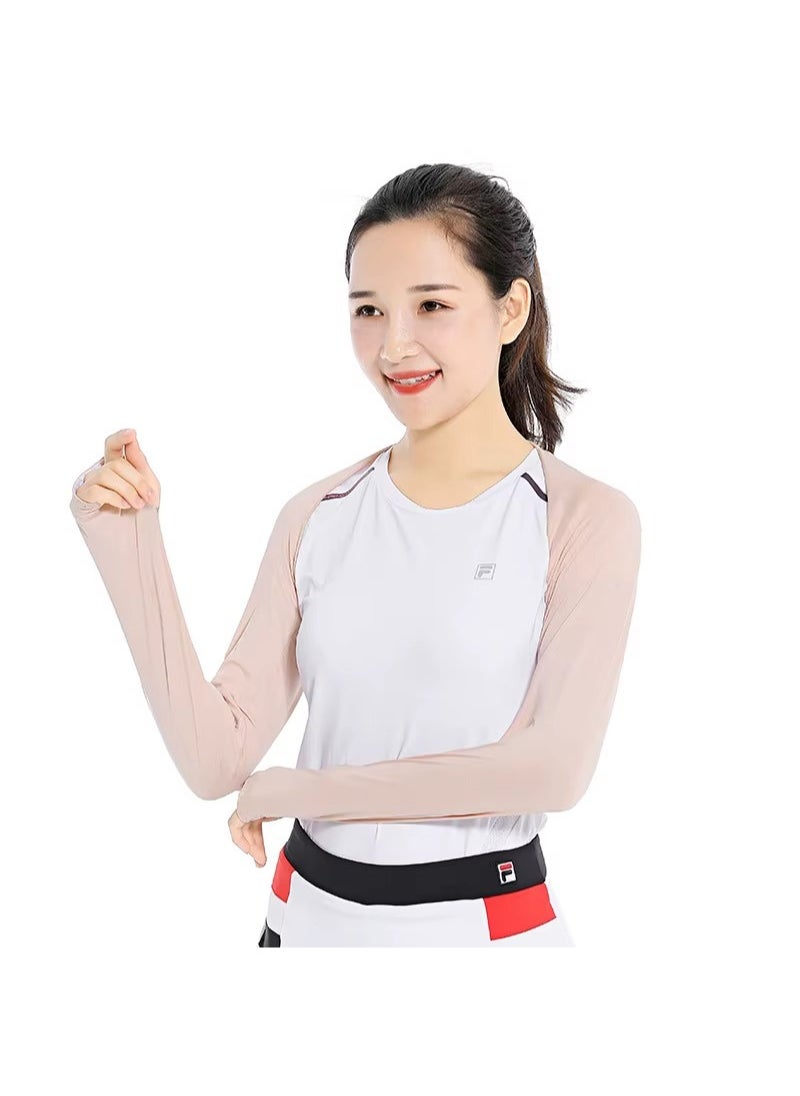 AGD - 2-Piece Cooling Shoulder Cover, Arm Wrap, and Sun Protection Sleeves for Women and Men with Finger Hole for Golfing, Driving, Riding, and Fishing - White - Image 1
