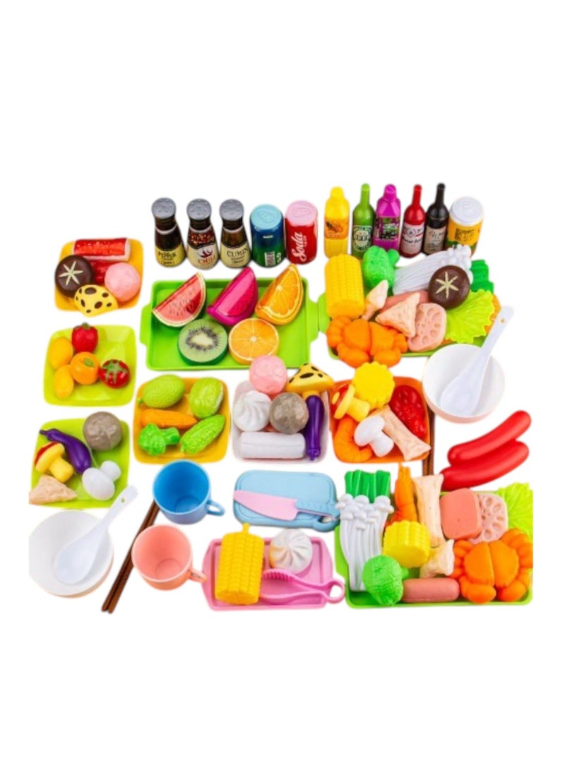 UKR 100 PC Play Food Set Pretend Play for Kids Kitchen Accessories Toy Food Set Plastic Fruit Vegetables Toys - Image 1