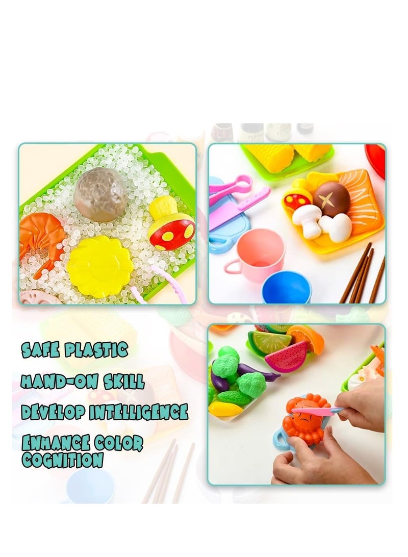 UKR 100 PC Play Food Set Pretend Play for Kids Kitchen Accessories Toy Food Set Plastic Fruit Vegetables Toys - Image 5