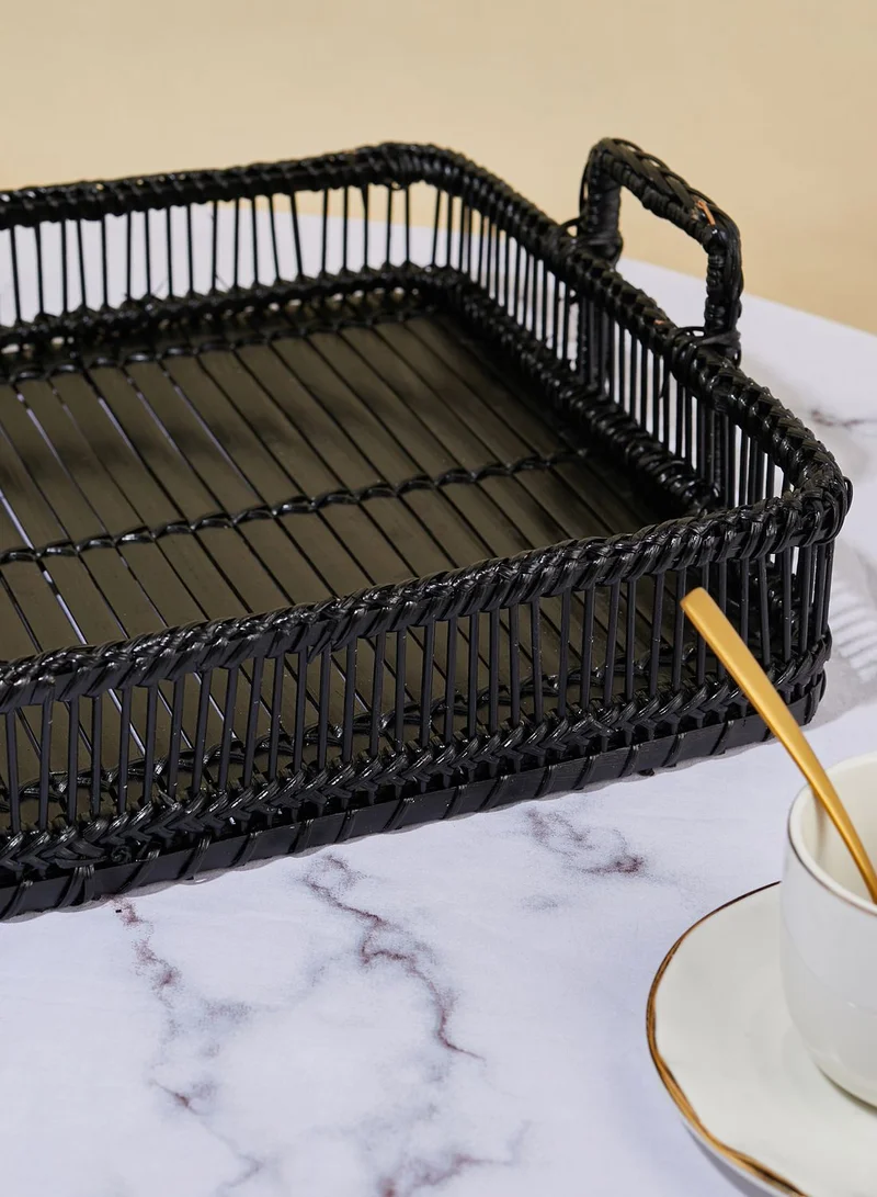Premier Black Rattan Rectangle Storage Tray