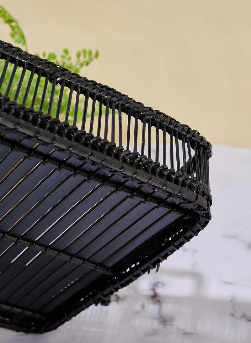 Premier Black Rattan Rectangle Storage Tray