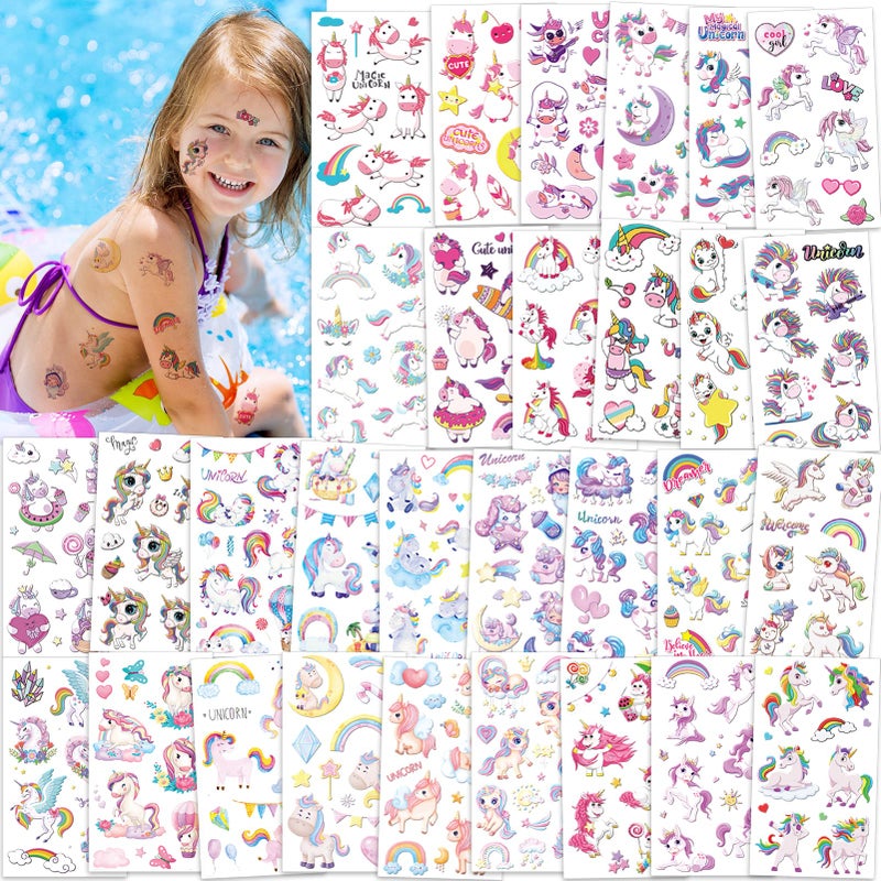 كونسيت Konsait Girls Tattoos مؤقتًا للأطفال ، حفلات عيد ميلاد الحفلات 30 ورقة الوشم المؤقت للبنات لوازم حفلة عيد ميلاد للأطفال - Image 2