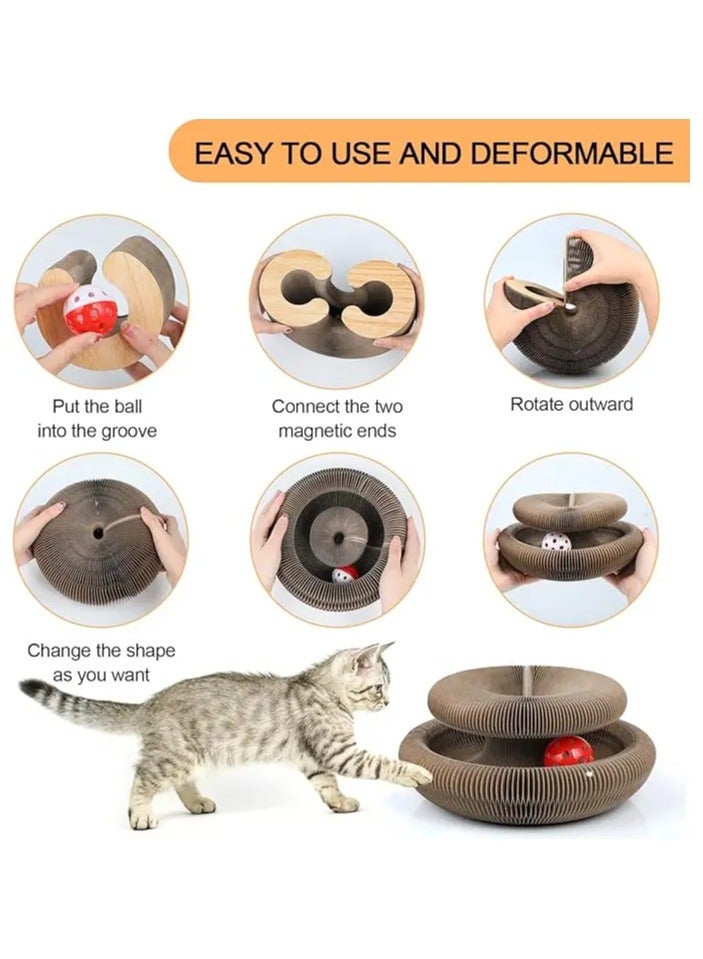 🎵🐱 لوح خدش  للقطط مع كرة جرس – لعبة تفاعلية قابلة لإعادة التدوير لتسلية وتدريب القطط - Image 4