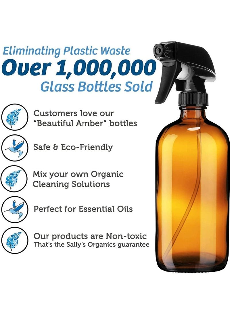 QUESERA Empty Glass Spray Bottle - Refillable Container is Great for Essential Oils, Homemade Cleaning Products, Aromatherapy - Durable Black Trigger Sprayer Mist & Stream Setting - Image 2