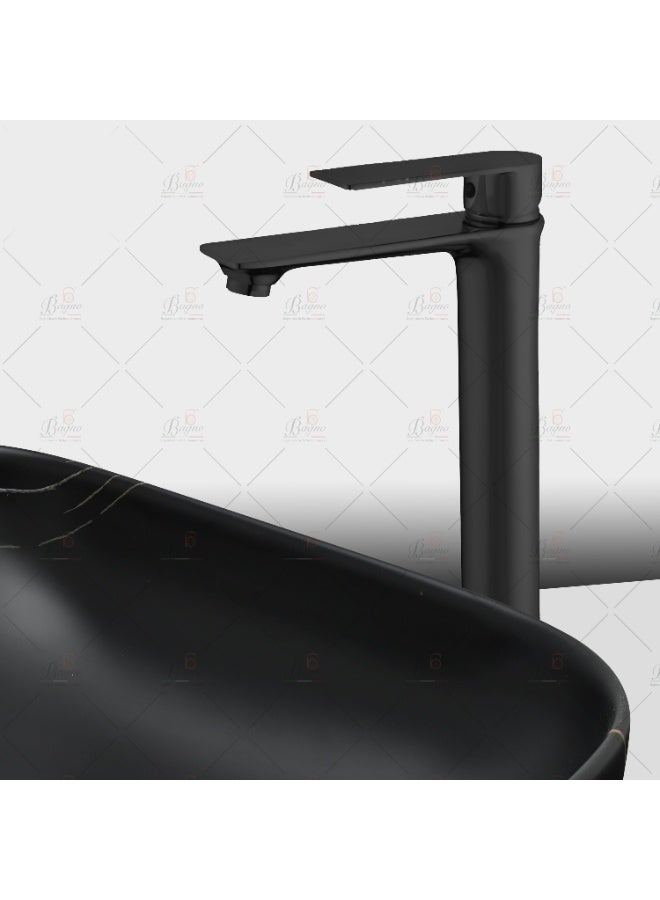 B Bagno Modern Long Basin Mixer Tap 3401-1MB – Matt Black Finish, Single Lever, Water-Saving Long Faucet for Bathroom Sink - Image 2
