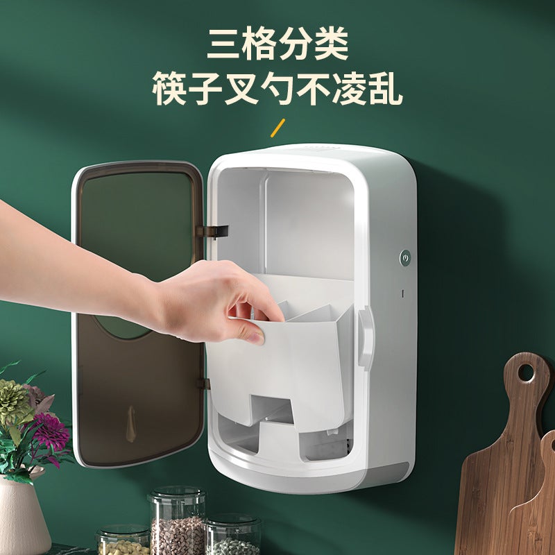 O'Kane Chopsticks Disinfector Household Rechargeable Wall-Mounted Punch-Free Kitchen Dust-Proof Storage Chopsticks Box Cage - Image 5