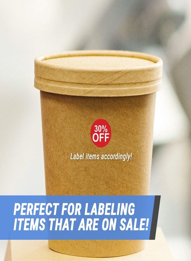 OfficeSmartLabels 30 Percent Off Sales Labels (1 inch, Red - 300 Labels) Circle Dot Price Marker Tags for Retail Stores, Garage & Yard Sales - Self-Adhesive - Image 3