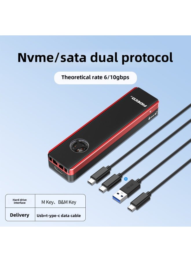 Generic FIDECOm2 Solid State Hard Disk Box NVME/SATA Dual Protocol Built-in Cooling Fan RGB Colorful Hard Disk Shell-Color: Nvme/sata Dual Protocol  - Image 1