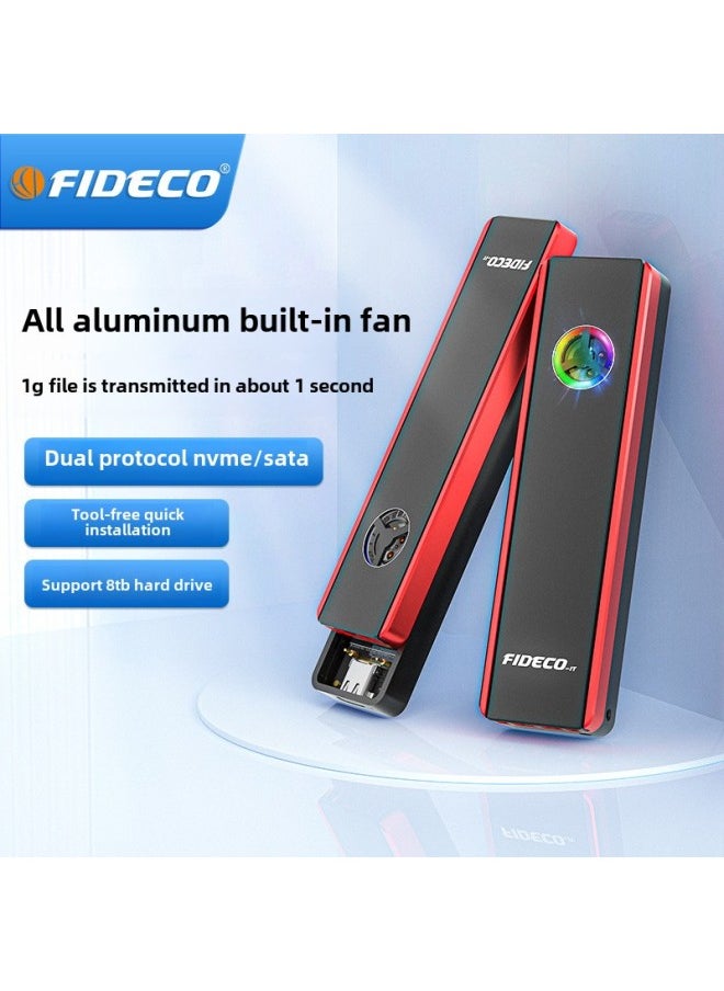 Generic FIDECOm2 Solid State Hard Disk Box NVME/SATA Dual Protocol Built-in Cooling Fan RGB Colorful Hard Disk Shell-Color: Nvme/sata Dual Protocol  - Image 2