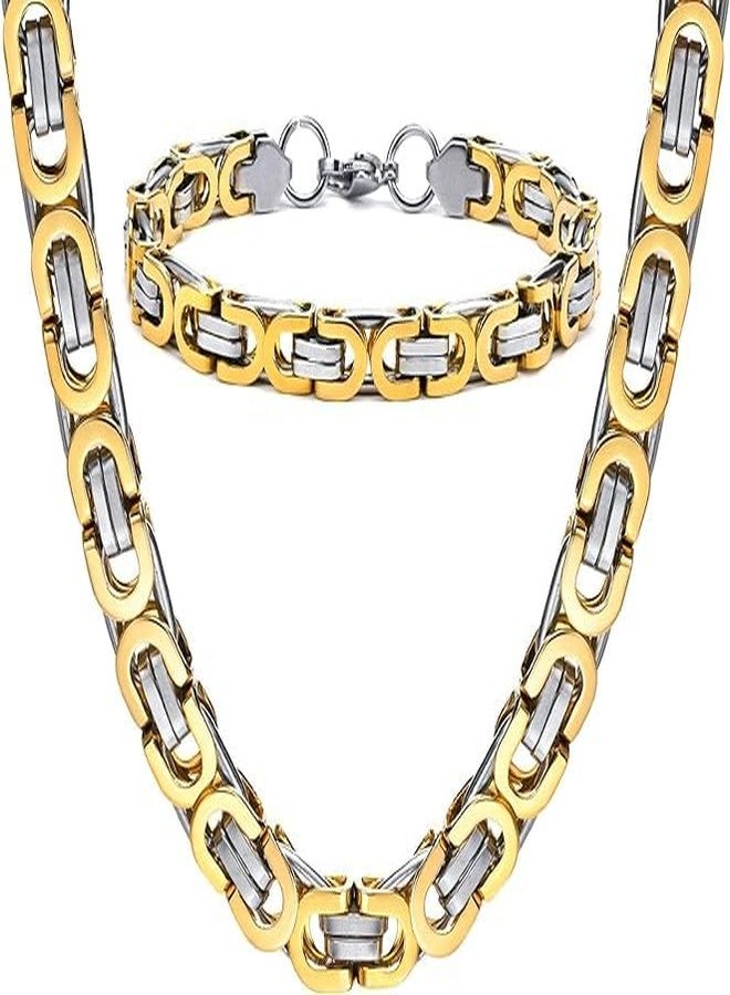 MEENAZ chain for men combo Bracelet for men gold chain for men stylish chain for boys mens necklace for men Stainless steel long chains Locket Pendant anti tarnish necklace black neck accessories 471 - Image 1