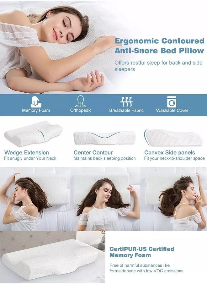 Arabest - Contour Memory Foam Pillow for Neck Pain Relief White - Image 1