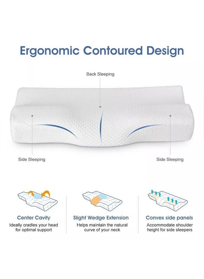 Arabest - Contour Memory Foam Pillow for Neck Pain Relief White - Image 1