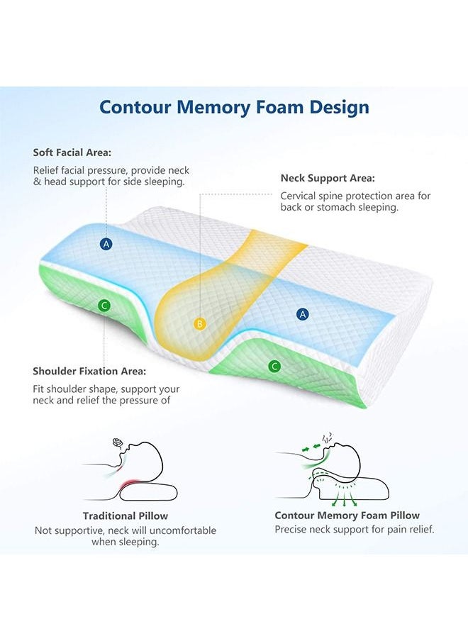 Arabest - Contour Memory Foam Pillow for Neck Pain Relief White - Image 1