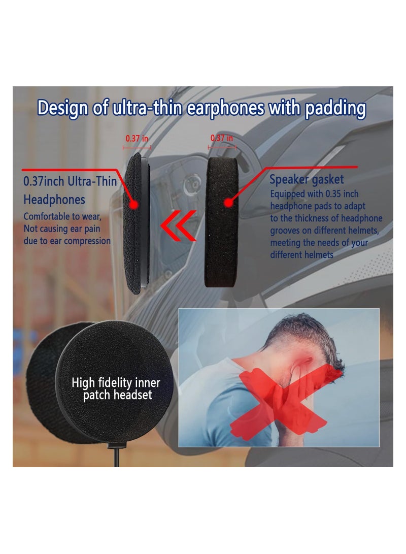 BT40 Motorcycle Bluetooth Headset with Soft & Hard Microphones, CVC Noise Reduction, IPX6 Waterproof, Ultra-Thin Earphones for All Helmets - Stereo Sound for Riders. - Image 2