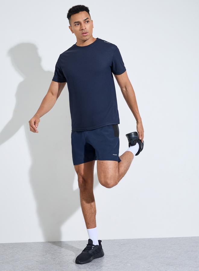 Styli Navy Blue Color Block Regular Fit Running Shorts - Image 2