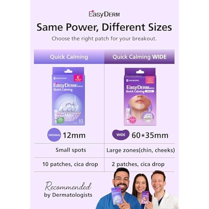 DWEasyDerm لصقات المغنيسيوم السريعة من إيزي ديرم - 2 لصقة كبيرة للوجه لعلاج حب الشباب، ميكرو دوت الفيرالي على تيك توك، مع أمبول صغير إضافي من سيكا - Image 5