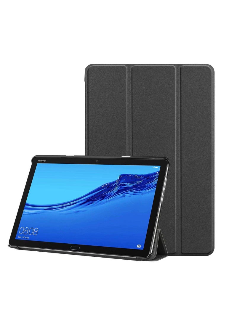 متوافق مع هواوي MediaPad M5 لايت 10 بوصة الهاتف المحمول القضية مع ثلاثة أضعاف الوجه - أسود - Image 1