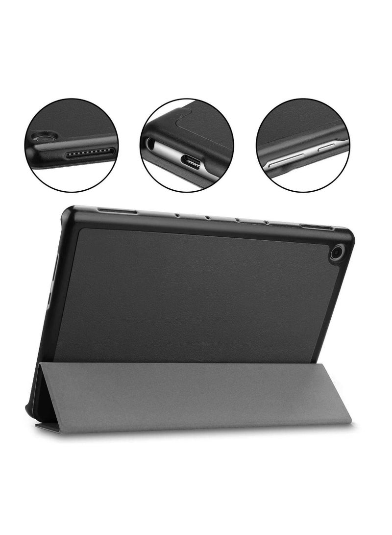 متوافق مع هواوي MediaPad M5 لايت 10 بوصة الهاتف المحمول القضية مع ثلاثة أضعاف الوجه - أسود - Image 2