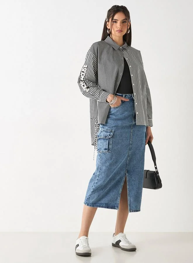 اس بي كاركترز قميص بأكمام طويلة وأربطة وطبعات ميكي ماوس