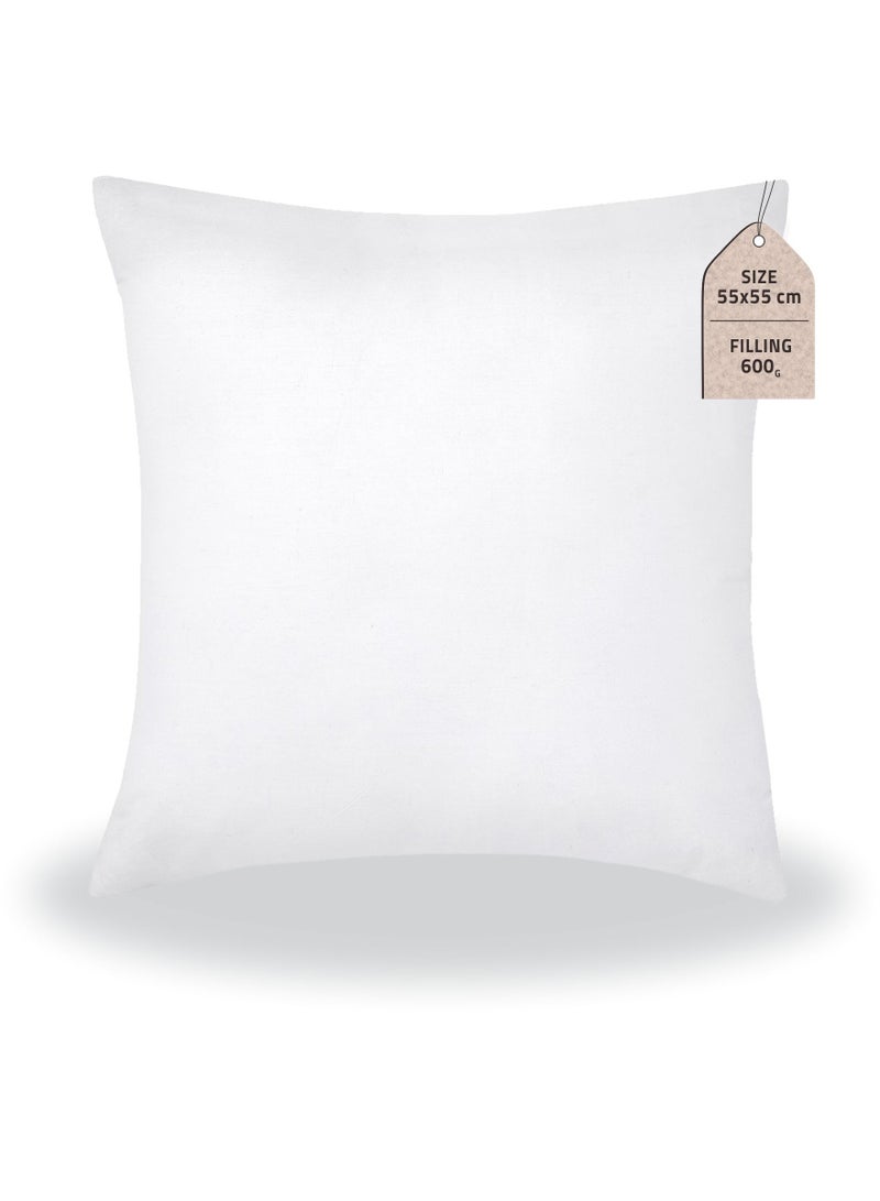 Donetella Cushion Insert 1-Piece 55x55 cm – Soft Brushed Microfiber Throw Pillow Insert, Fluffy & Supportive, Ideal for Sofa, Couch, Chair & Bed, White - Image 1